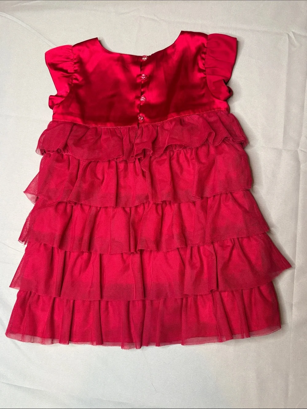GAP babyGap Toddler Girl Satin Red Dress Ruffles Layered Size 2